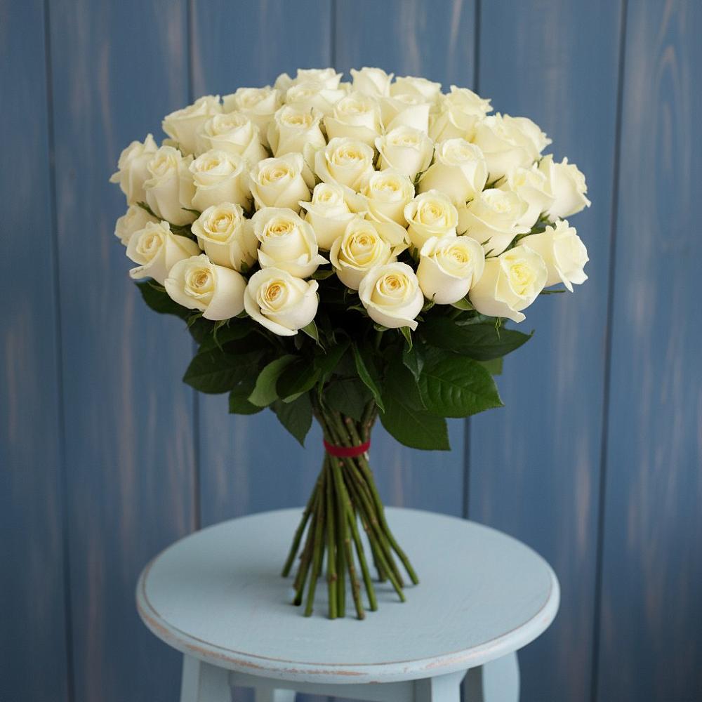 Букет 51 Белая роза Эдлесс Лав в Москаленках