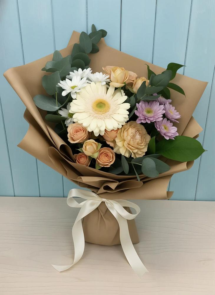 Букет цветов из: Герберы и Хризантемы в Москаленках