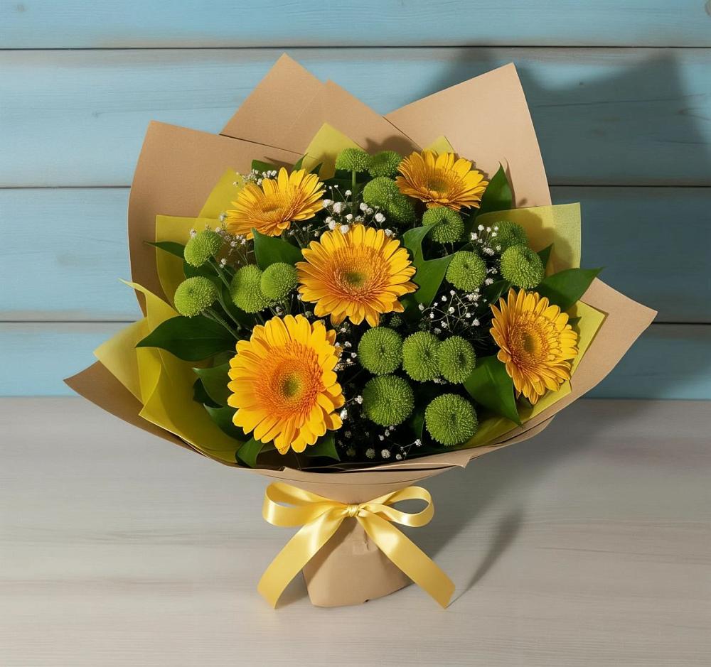 Букет цветов из: Герберы и Хризантемы в Москаленках