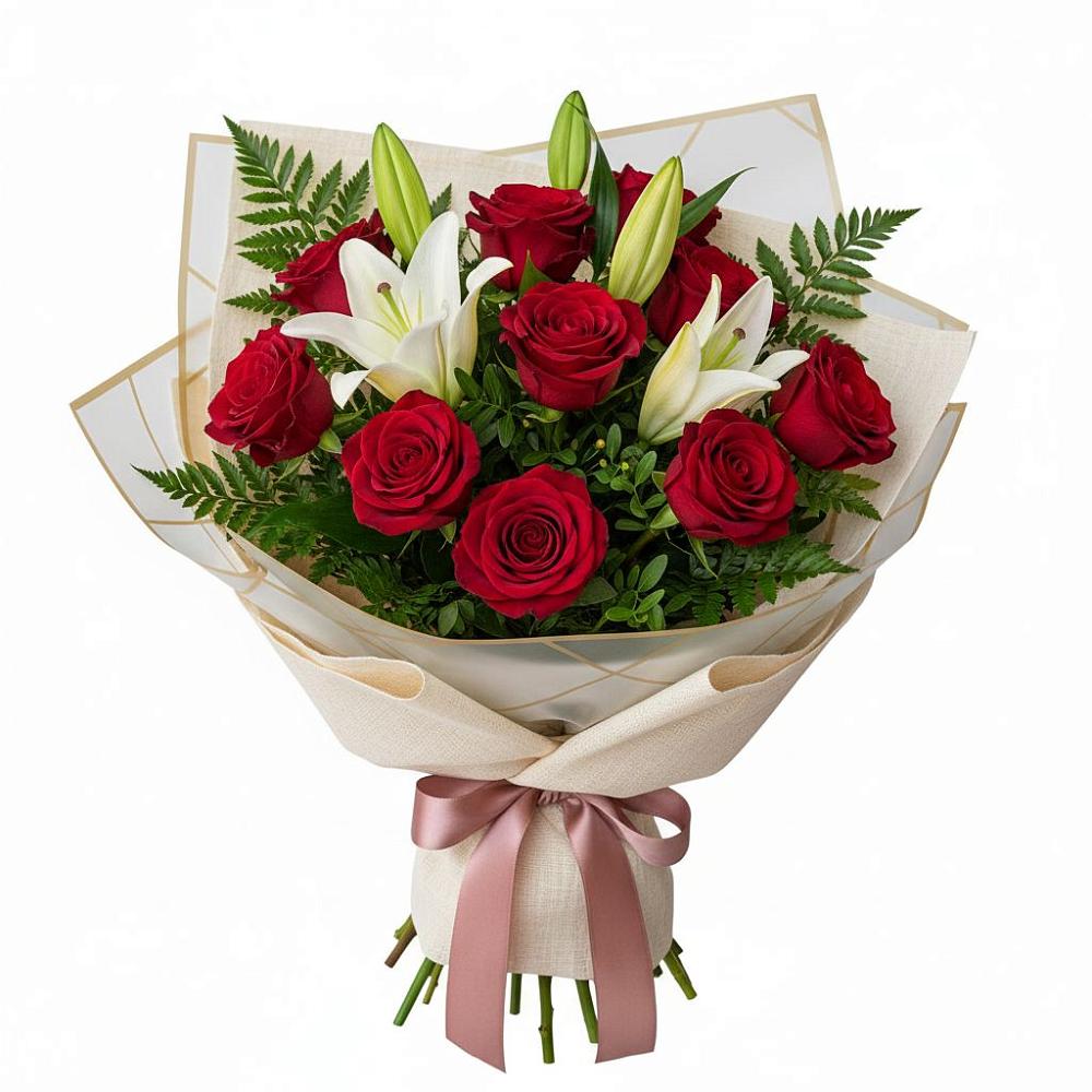 Букет цветов из: Лилии и Розы в Москаленках