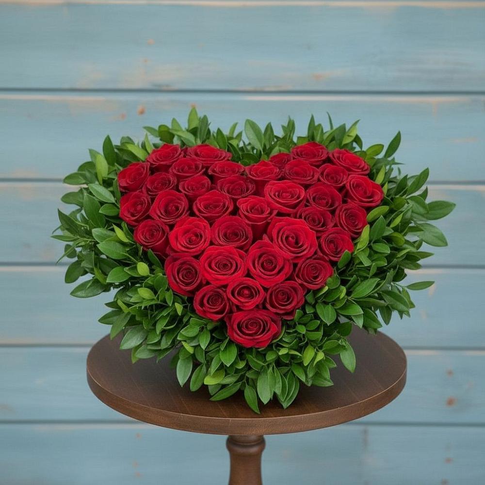 Цветочная композиция из Розы в виде сердца в Москаленках