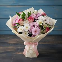 Букет цветов из:  Хризантемы, Альстромерии и Розы в Москаленках