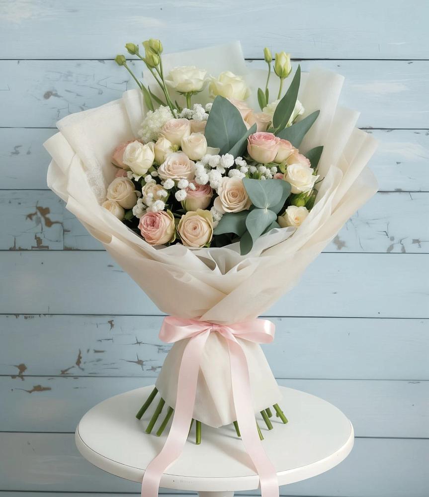 Букет цветов из: Розы и Лизиантусы в Москаленках