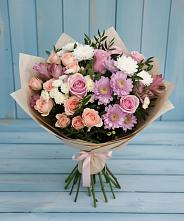 Букет цветов из:  Хризантемы, Розы и Альстромерии в Москаленках