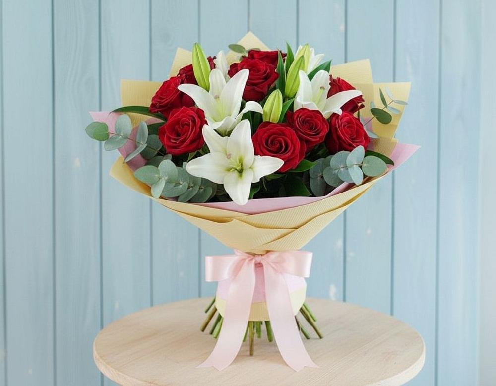 Букет цветов из: Лилии и Розы в Москаленках